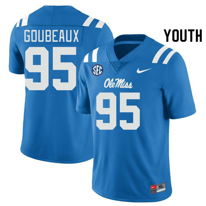 Youth #95 Ben Goubeaux Ole Miss Rebels College Football Jerseys Stitched Sale-Power Blue